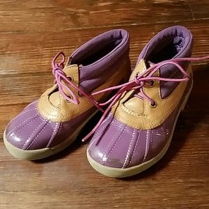 Purple & Tan Duck Boots